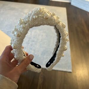 LELE SADOUGHI pearl tweed white headband